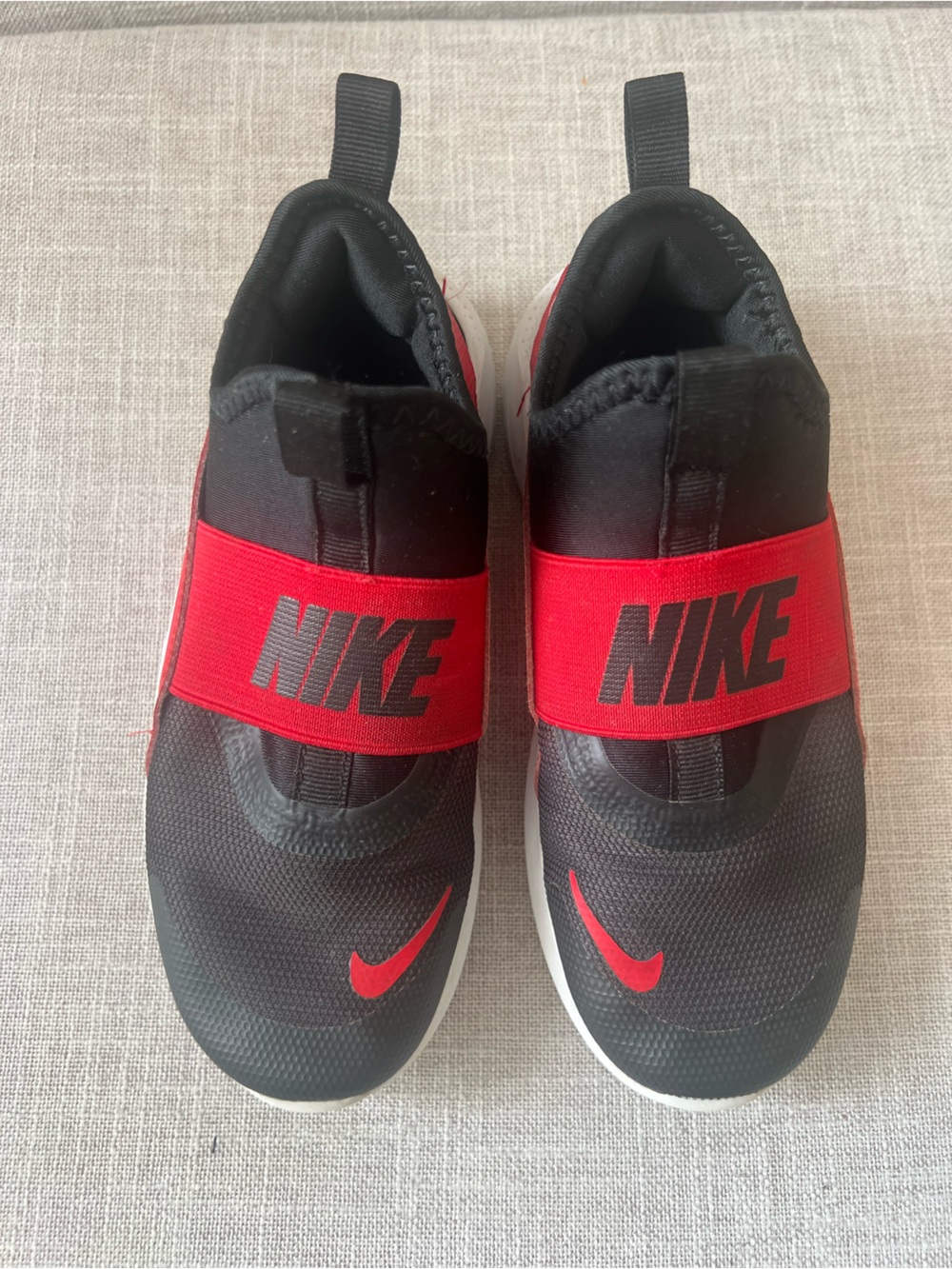 Nike Slip-On Sneakers, kids 1, Black/Red logo athletic playground school